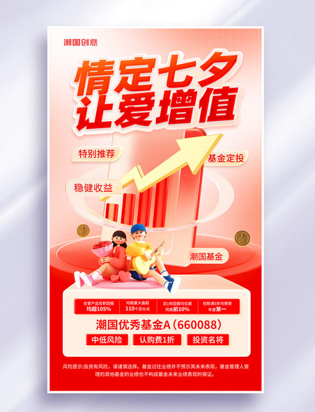 七夕情人节金融投资理财基金增值营销海报