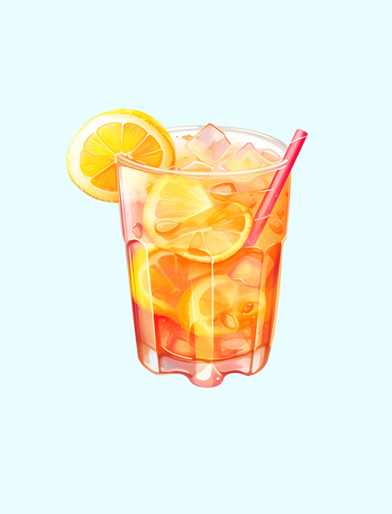 冰块夏季饮料冰柠檬元素