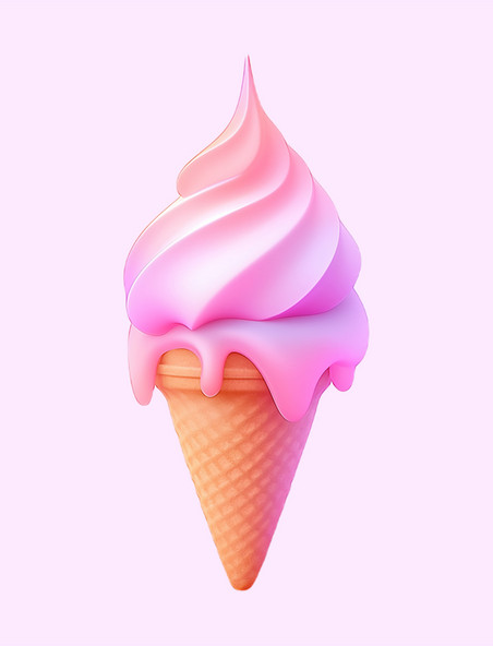 彩色3d立体可爱元素冰淇淋模型