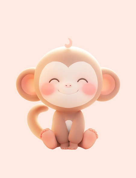 卡通猴子3D立体黏土动物可爱