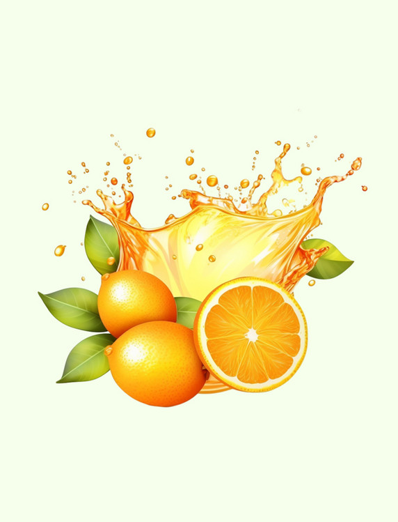 柠檬汁橙汁或油飞溅黄色液体