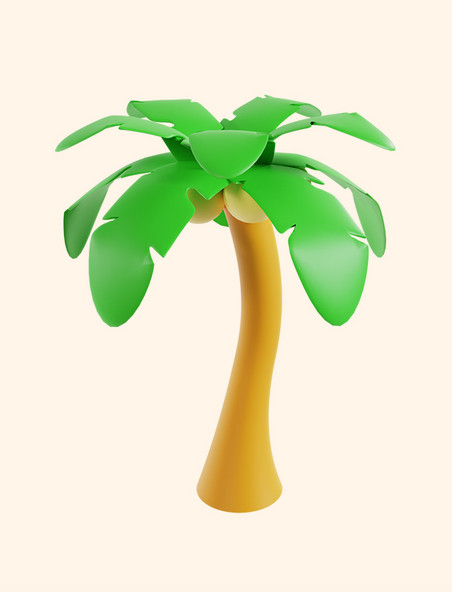 3DC4D立体夏日度假沙滩椰子树植物