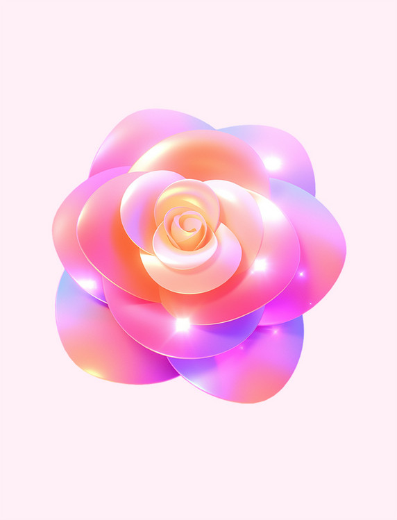 玫瑰花图标礼物彩色渐变3D立体