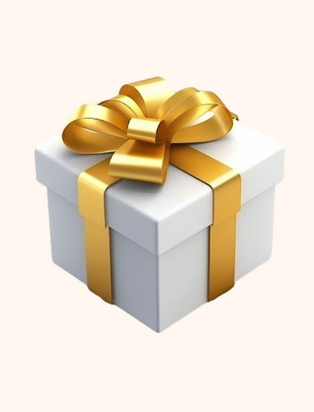 3D礼品盒包裹金色丝带元素