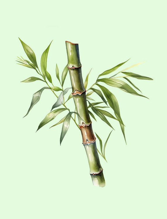 手绘水彩风格熊猫竹子