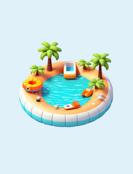 夏日炎热度假游泳池游泳3D夏天