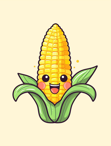 卡通拟人玉米蔬菜食品剪贴画