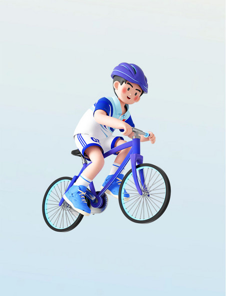 3D立体运动会男运动员人物公路骑自行车形象亚运会