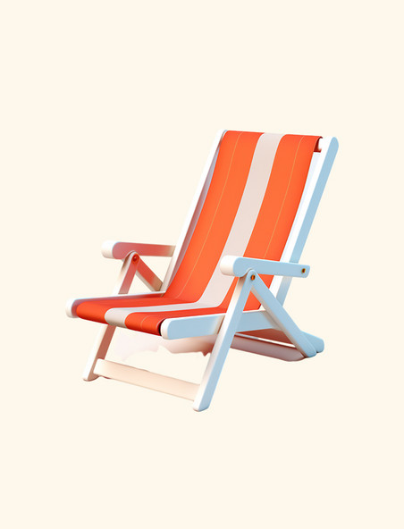 夏日场景沙滩折叠躺椅