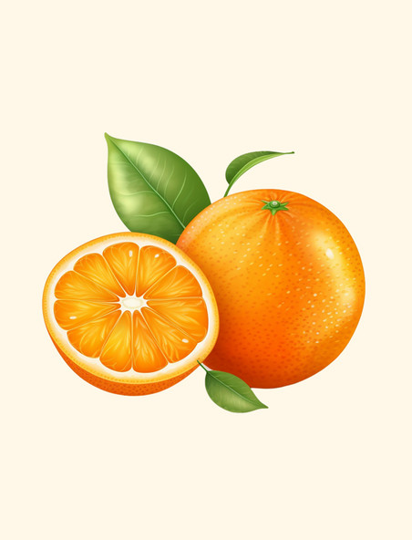 3D立体透明背景上的橙色水果