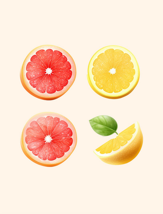 鲜果柑橘水果的一半和四分之一楔形4