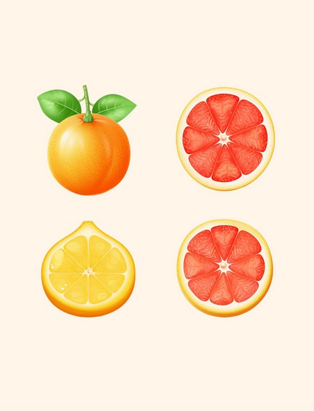 美食柑橘水果的一半和四分之一楔形4