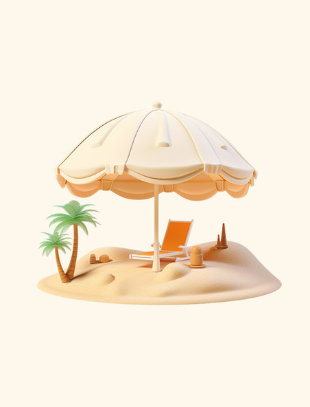 夏日场景海边椰树遮阳伞