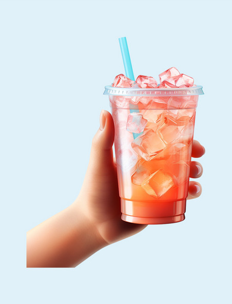 冷饮3D冰饮手持物品立体美观透明质感