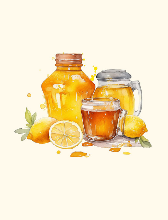 金黄色蜂蜜水饮品元素