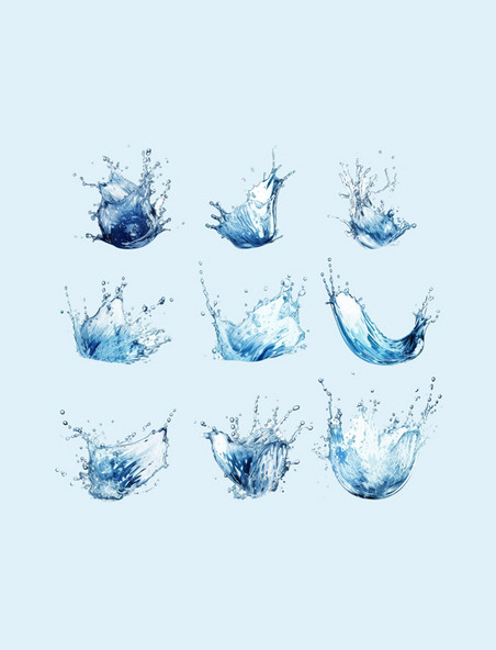 蓝色水液体水花水滴