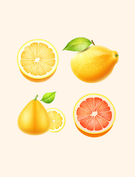 食物柑橘水果的一半和四分之一楔形4