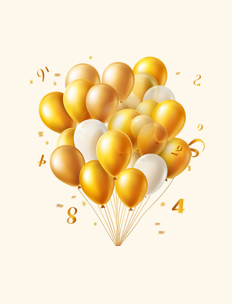 庆祝周年纪念日金色气球