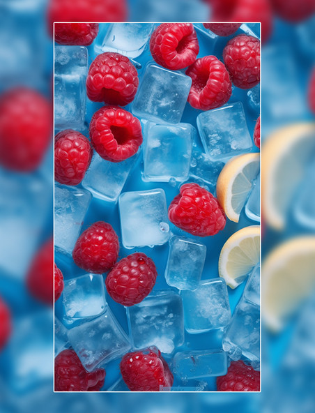 清凉饮品树莓冰块夏天冰凉清凉