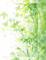 绿色清新竹子竹叶竹竿植物植物水墨背景