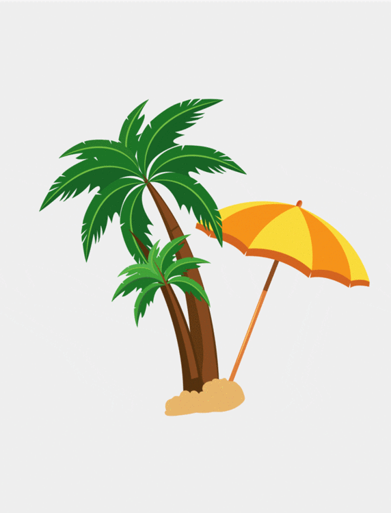 夏天旅游度假椰子树遮阳伞彩色动图gif