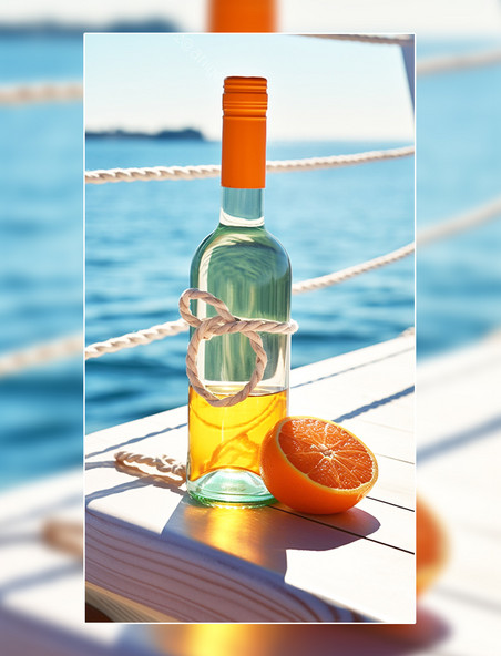 夏季撞色高级感海边度假风橙子橙汁夏天