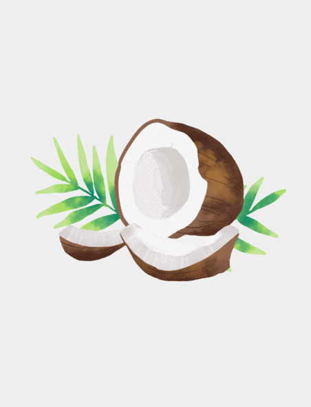 夏天热带水果椰子饮品卡通动图gif