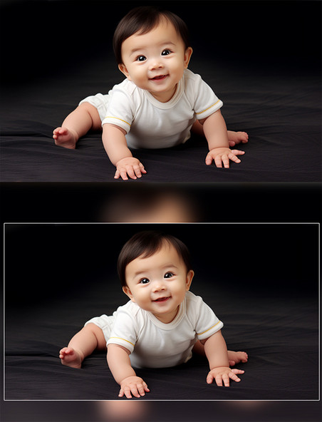 微笑的可爱婴儿外头微笑趴在地上