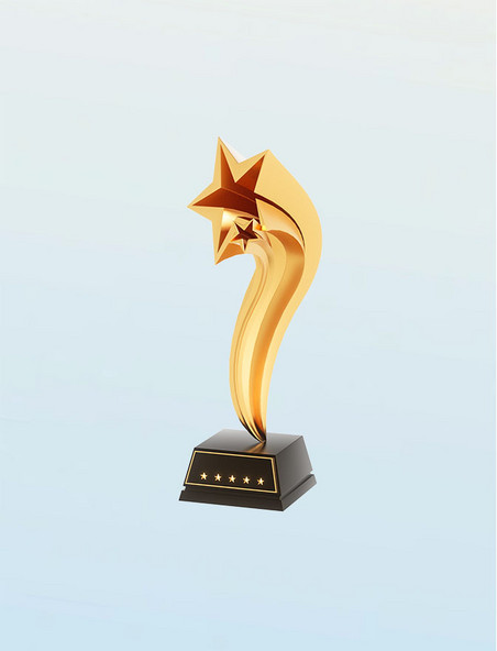 3D立体五角星形状金色颁奖奖杯模型