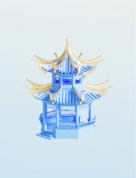 3D立体杭州城市特色建筑模型元素