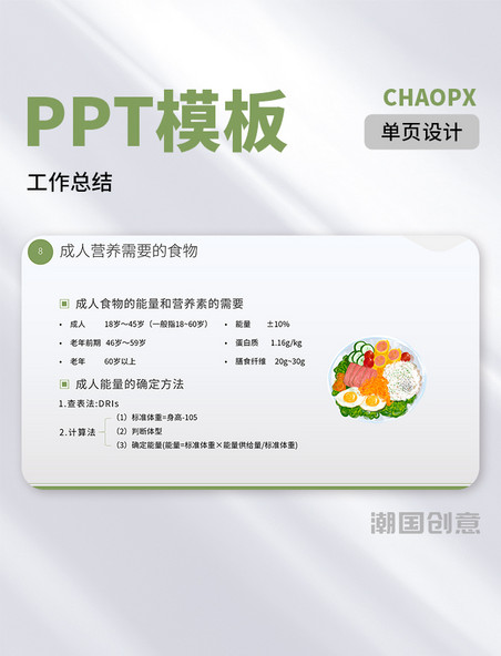 绿色清新简约营养师培训课件PPT模板图文排版