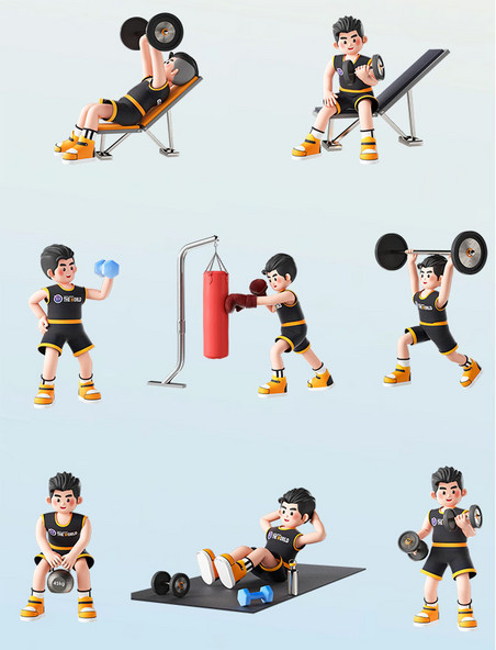 3D立体运动人物健身形象套图