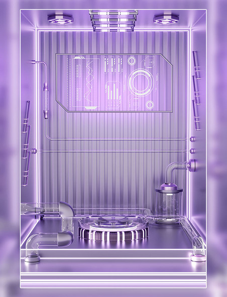 紫色3D立体科技空间感产品展示电商场景
