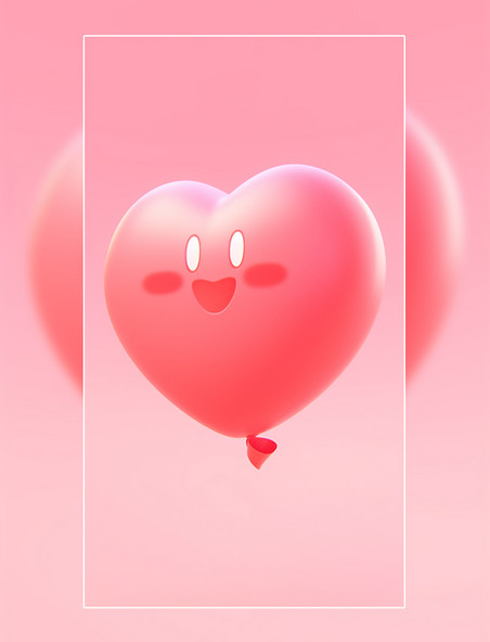 膨胀装饰粉红色桃心拟人氢气球