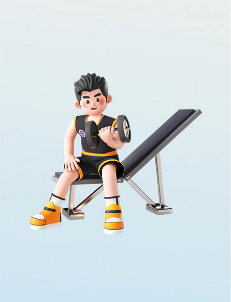 3D立体运动健身人物健身房锻炼形象