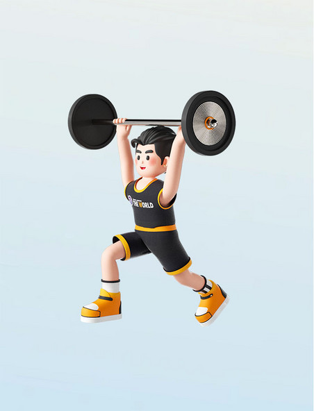3D立体运动健身人物举重形象