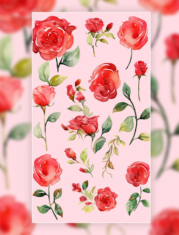 花草植物红色玫瑰花花朵