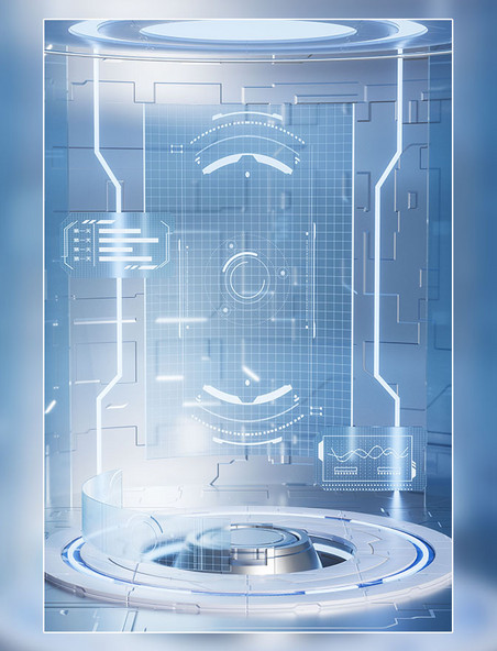 科技风3D立体现代科技展示柜产品展台电商场景