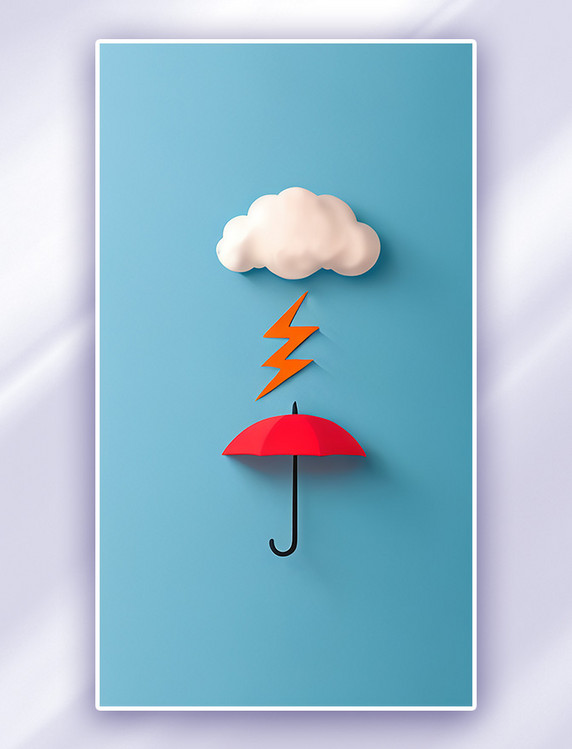 蓝色卡通雨伞自然天气背景雨天背景