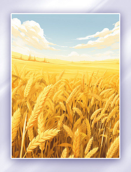 金色麦穗小麦芒种节气插画