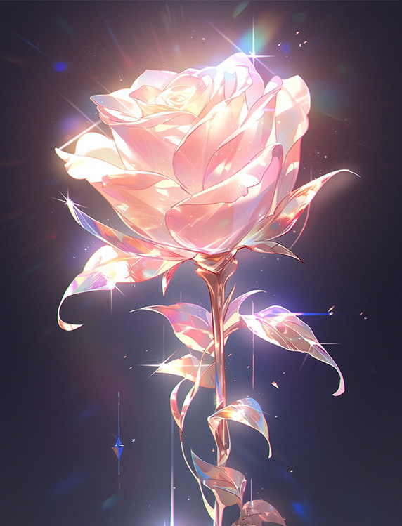 玫瑰渐变酸性闪光梦幻情人节花卉花朵植物