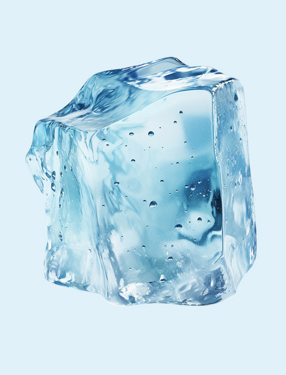 蓝色冰块不规则有气泡写实元素装饰图