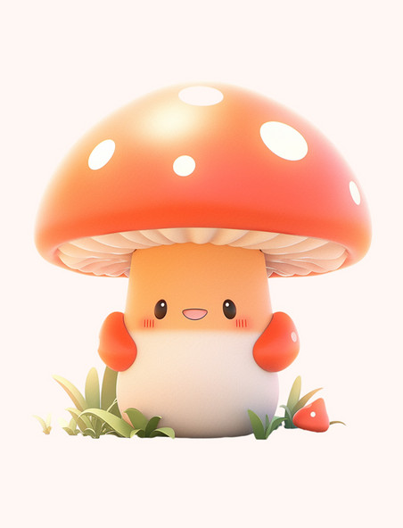可爱的小蘑菇拟人化3d卡通元素