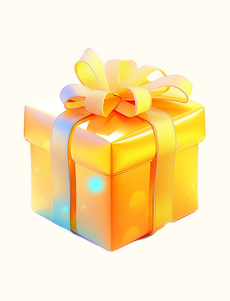 黄色礼物礼盒丝带写实装饰图案元素