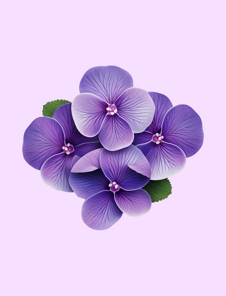 紫色紫罗兰一簇小朵植物写实元素