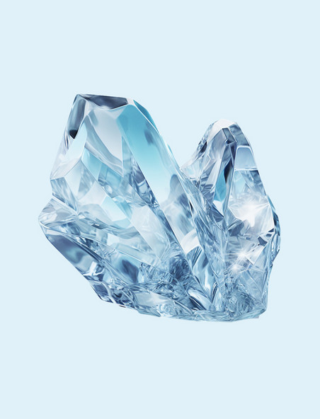 蓝色水晶小块不成型原石写实元素装饰