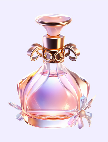 香水喷雾花朵香水瓶写实装饰图案元素