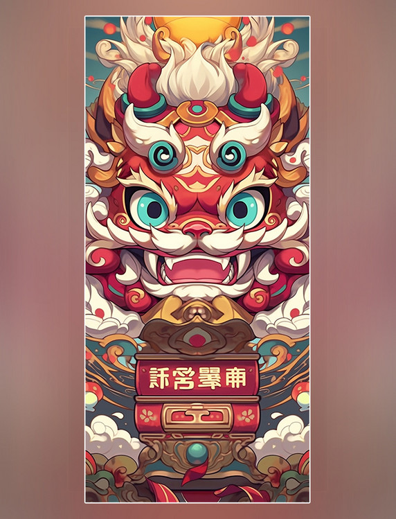 卡通可爱的中国龙醒狮过年新年龙中国风格的卡通龙