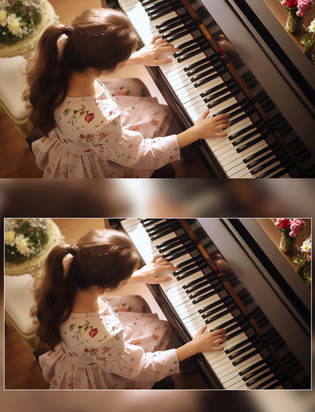 弹钢琴的小女孩高清摄影图音乐艺术培养学习教育