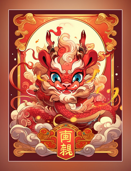 丰富多彩中国风格的卡通龙新年龙醒狮过年国潮风龙宝宝中国龙